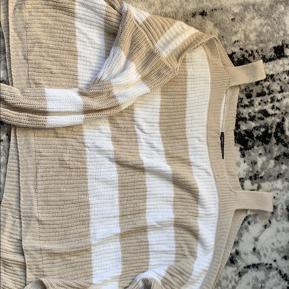 Striped open shoulder sweater
